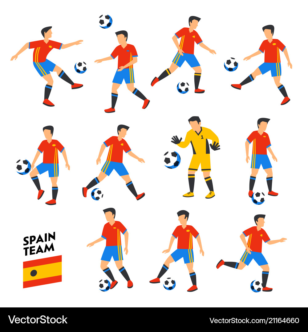 Spanien Fußball Team Fußball Spieler voll Spanien Fußball Team Fußball Spieler voll vektorbild