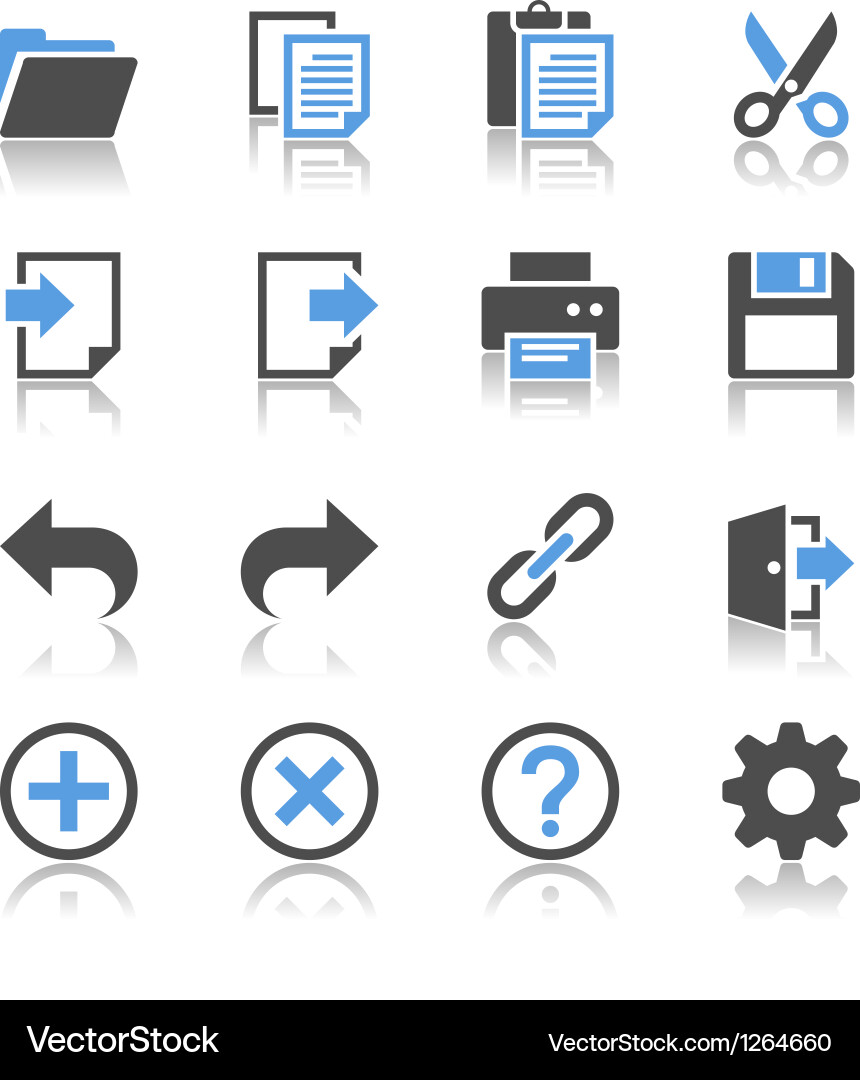 Toolbar Icon Set - Reflection Style vector image