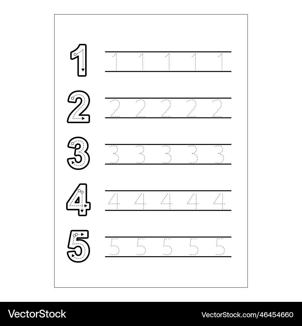 Writing numbers practice how Vector Image