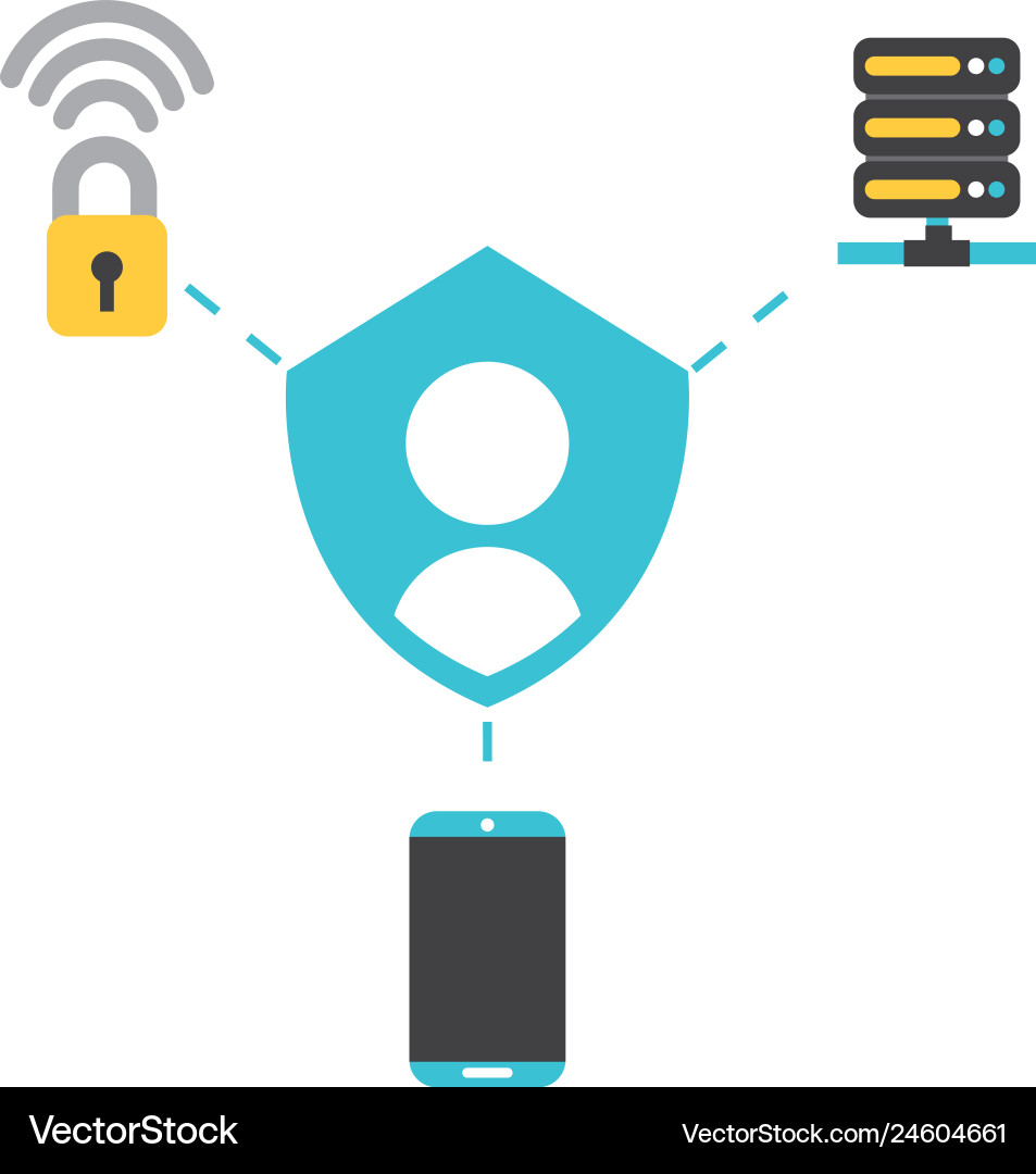 Avatar smartphone database security connection vector image