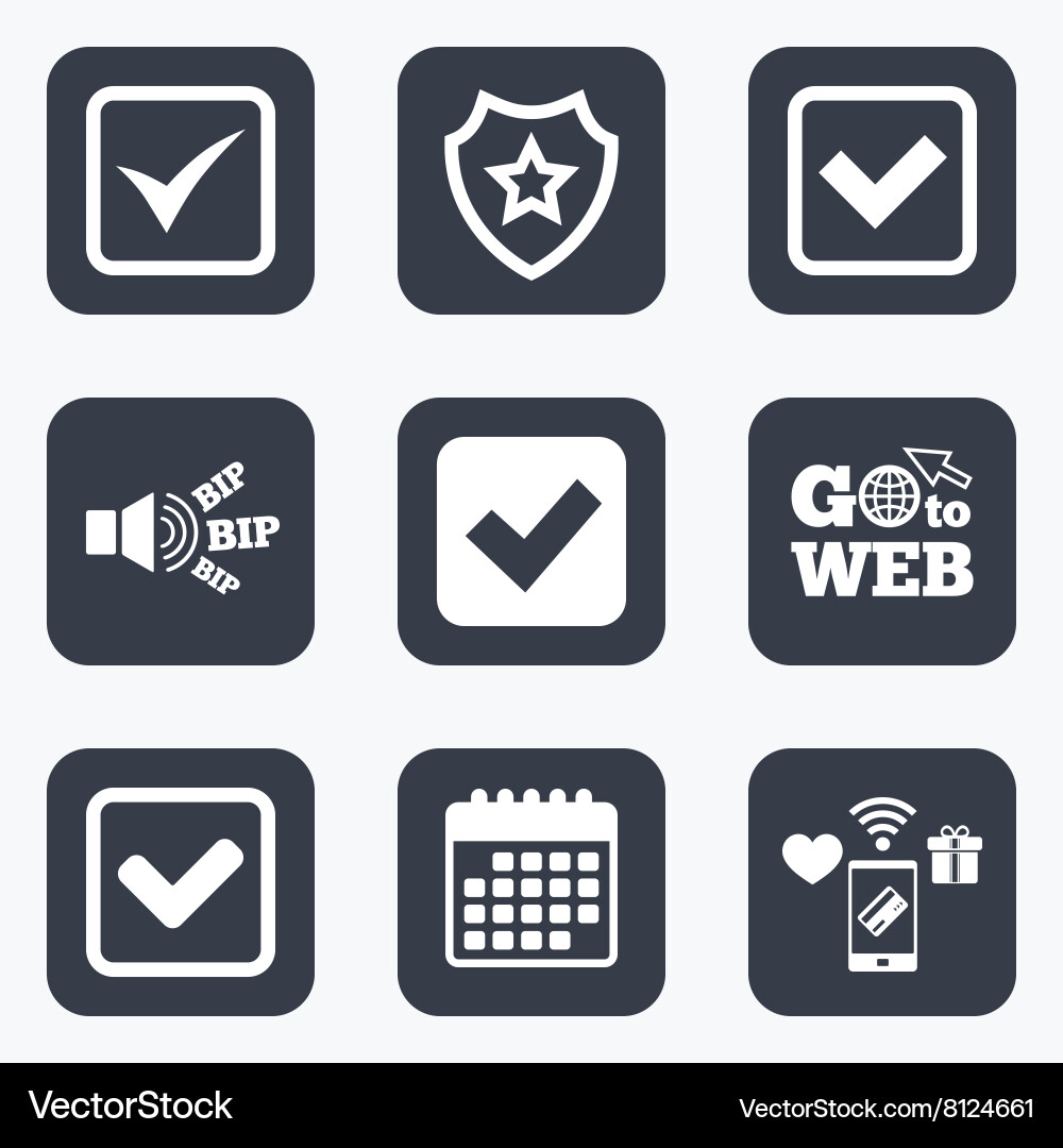 Check signs checkbox confirm icons Vector Image
