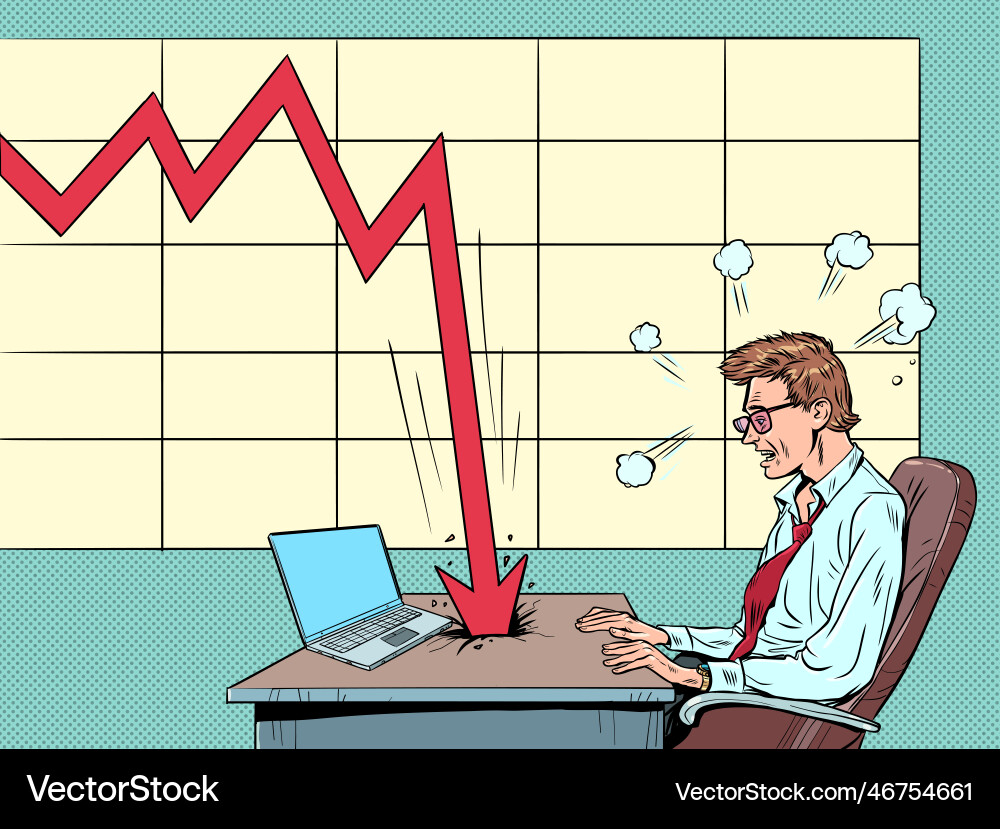 Crisis worsens the performance red graph Vector Image