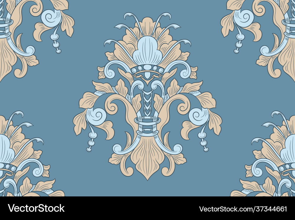 Damask seamless pattern element floral Damask seamless pattern element floral Vector Image