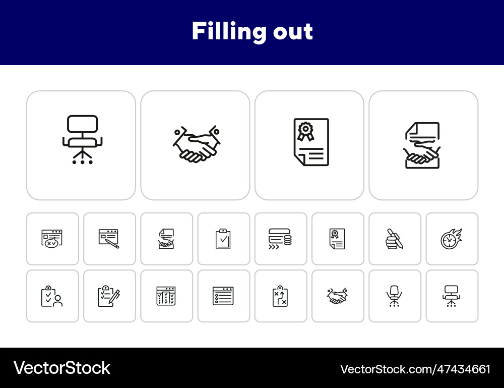 Filling out line icon set Vector Image