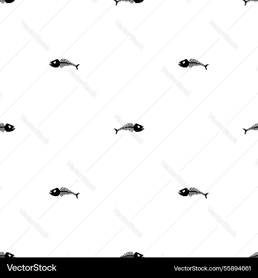 Fish skeleton pixel art pattern seamless 8 bit Fish skeleton pixel art pattern seamless 8 bit Vector Image