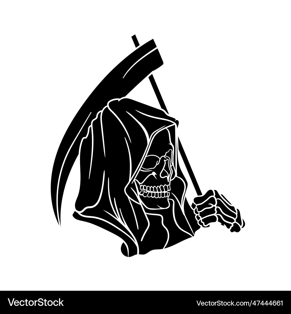 Grim reaper with death scythe silhouette – Royalty-Free Vector | VectorStock, image size:1000x1080