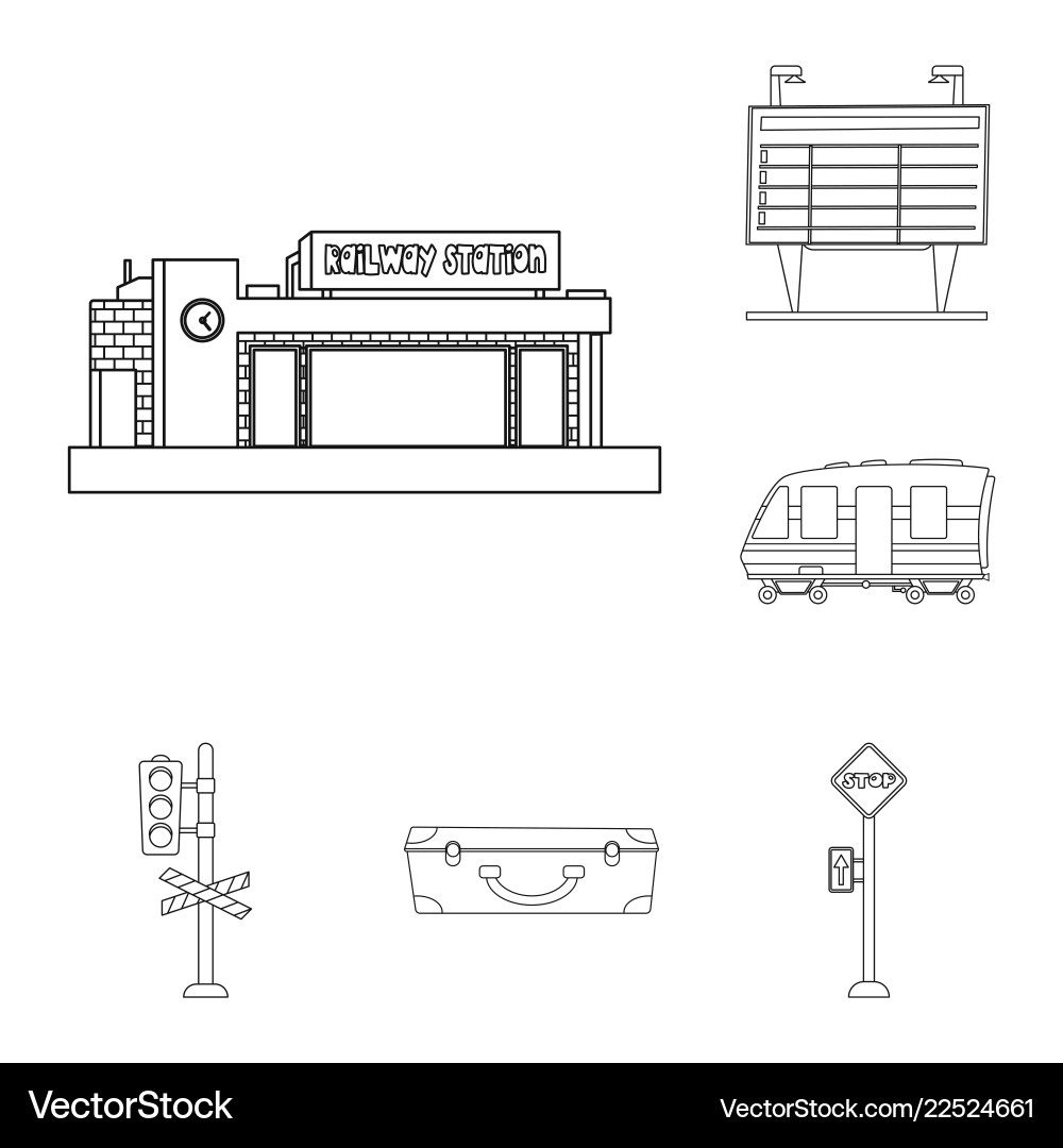 Isolated object of train and station logo Isolated object of train and station logo vector image