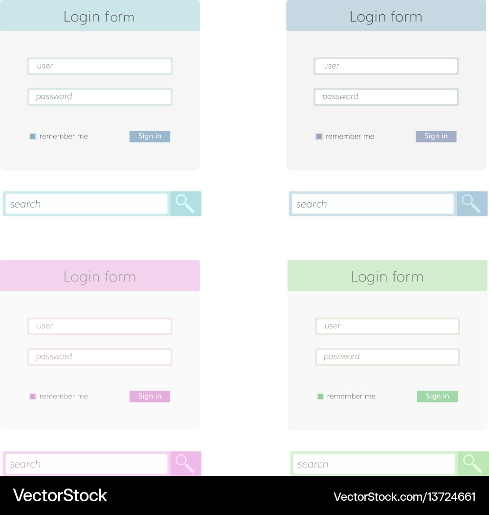 Log in form and search bar set Log in form and search bar set vector image