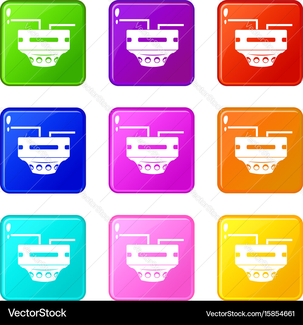 Monitor socket icons 9 set Vector Image
