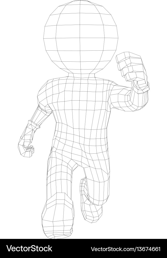 Puppet 3d man running vector image