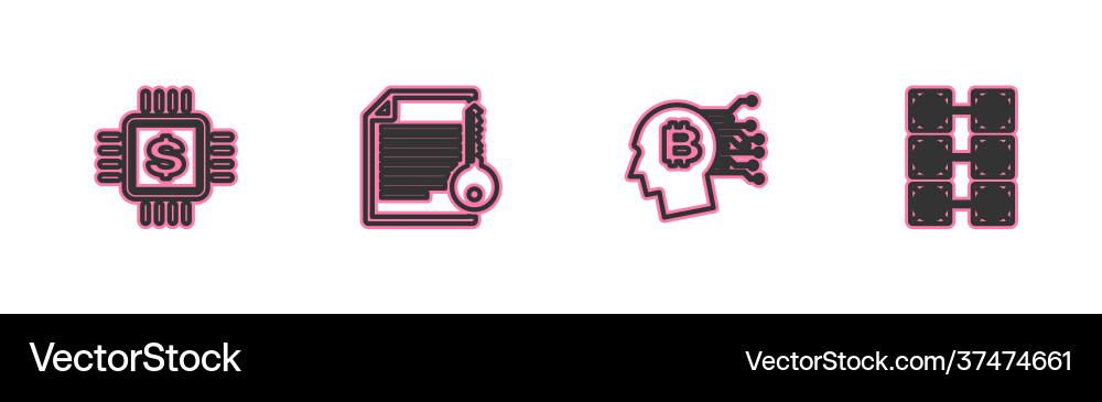 Set line processor chip with dollar bitcoin think Set line processor chip with dollar bitcoin think Vector Image