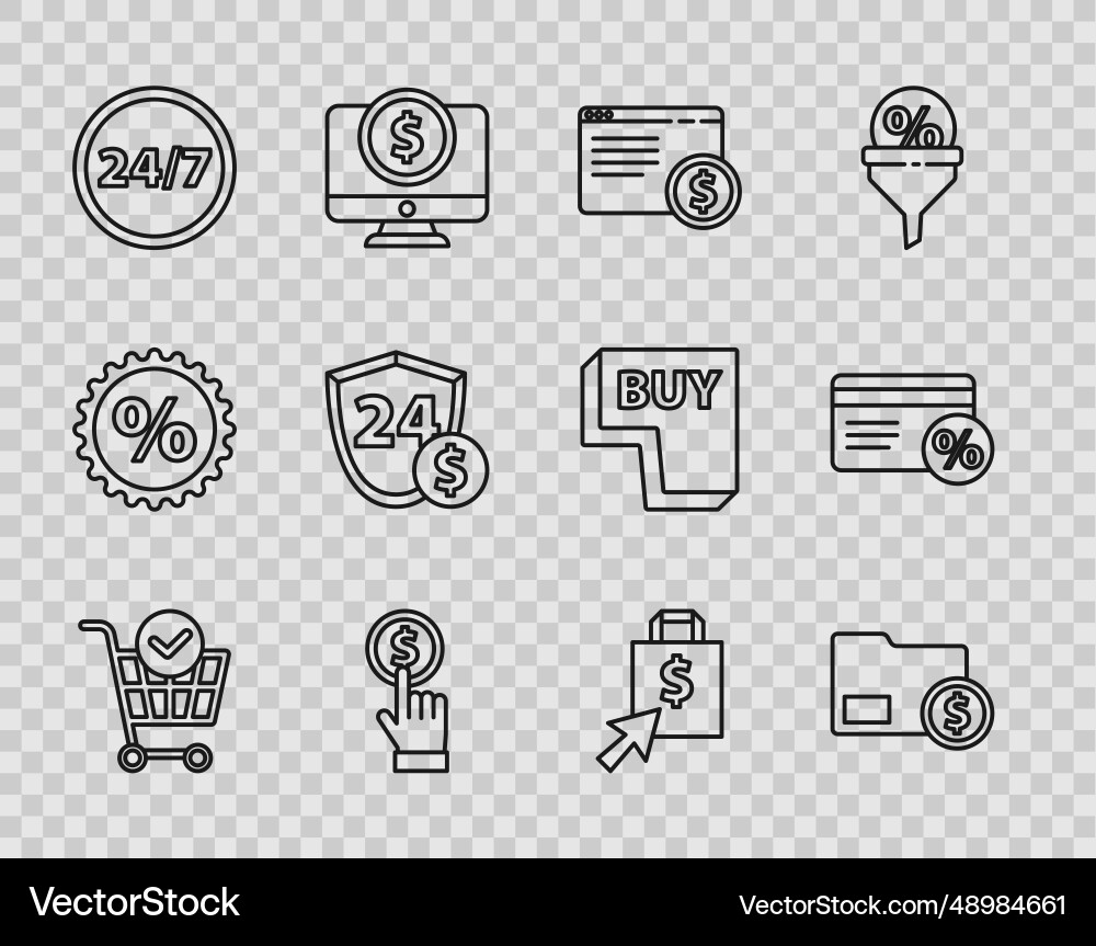 Set line shopping cart with check mark envelope Set line shopping cart with check mark envelope vector image