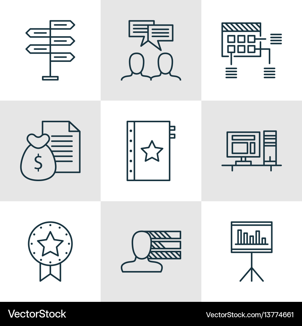 Set of 9 project management icons includes vector image