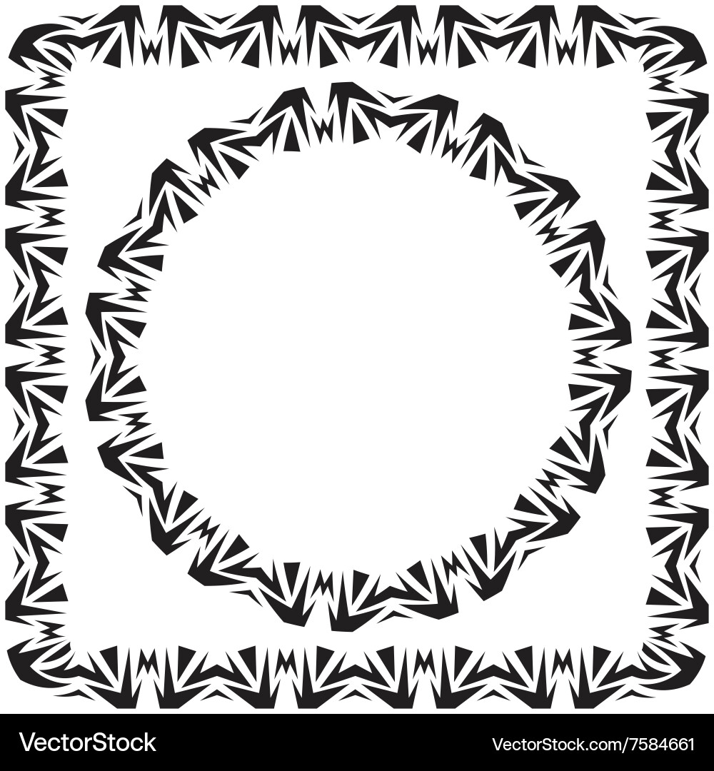 Set square and round decorated frame Vector Image