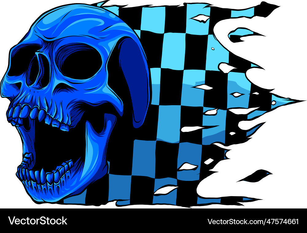 Skull with Checkerboard Pattern Vector Image