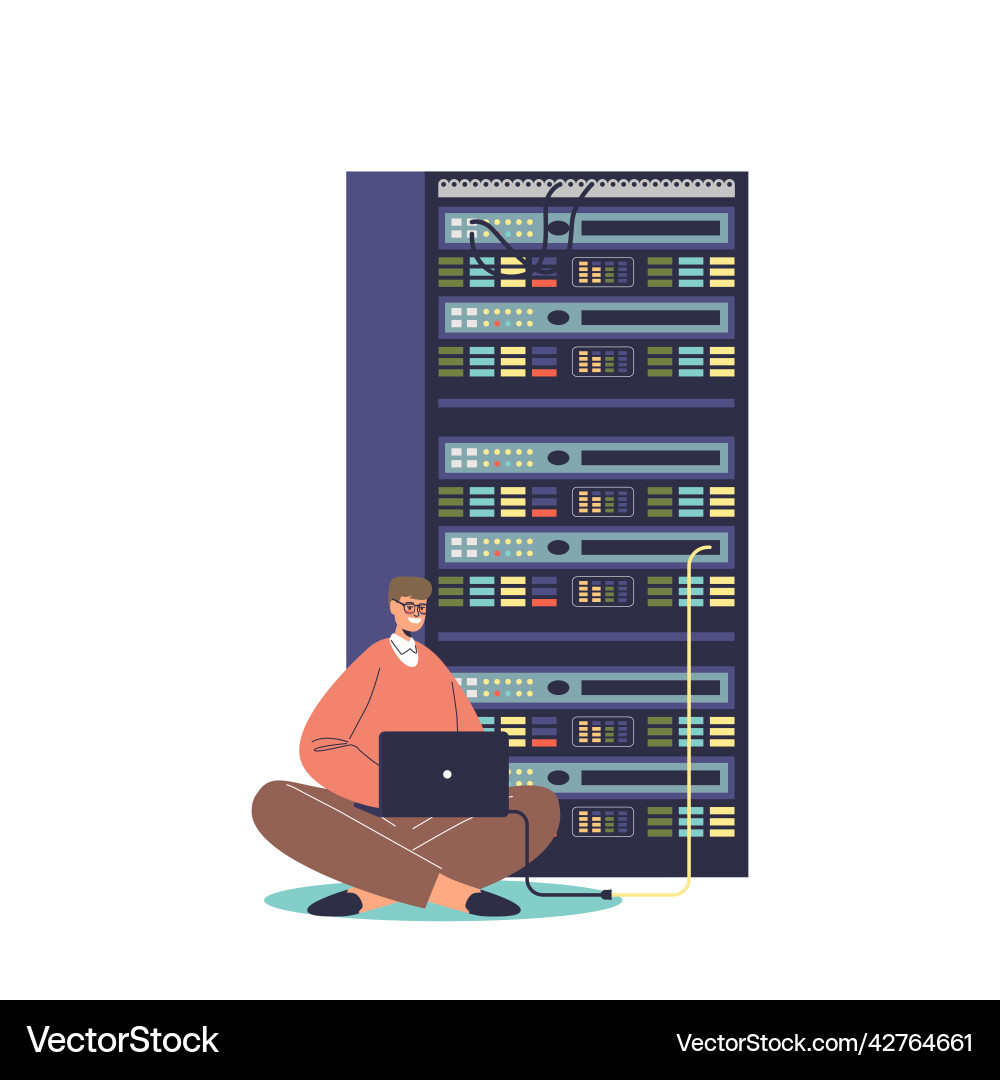 Sysadmin repairing and adjusting network Vector Image