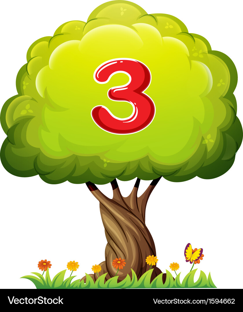 A tree with number three figure Vector Image