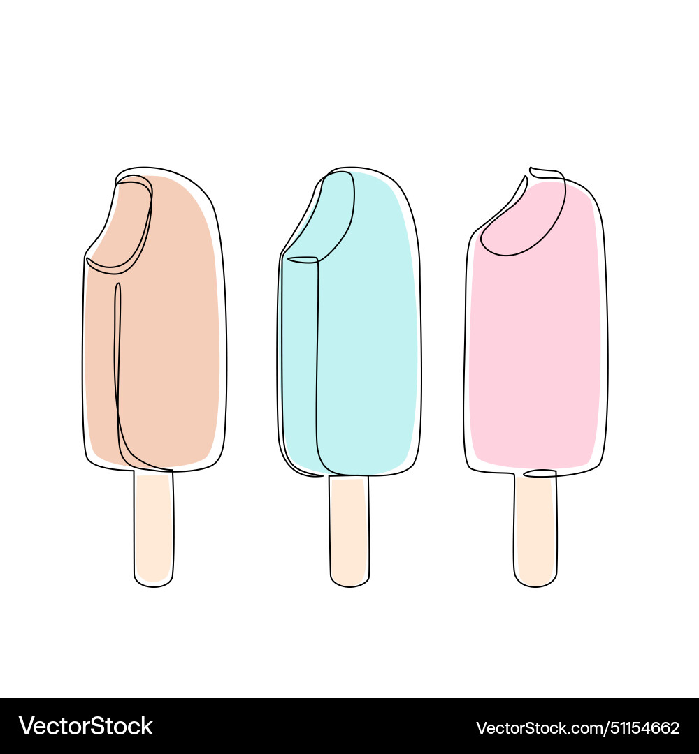 Abstract bitten ice cream continuous one line Abstract bitten ice cream continuous one line vector image