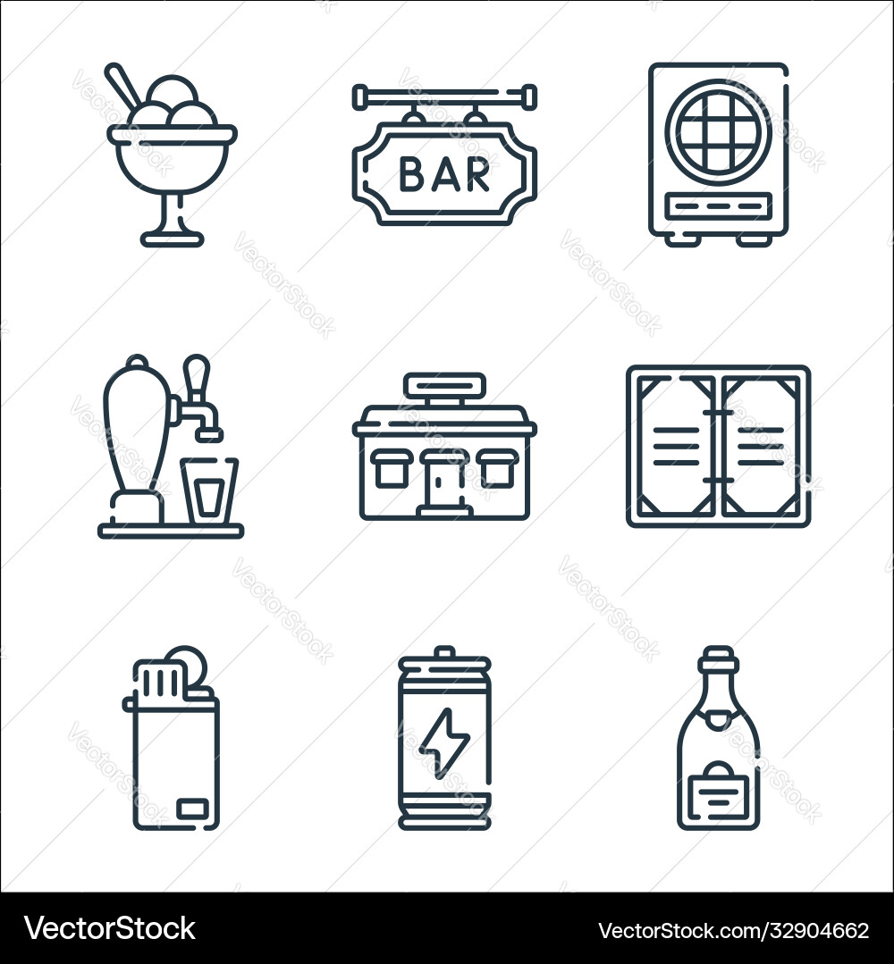 Bar line icons linear set quality vector image