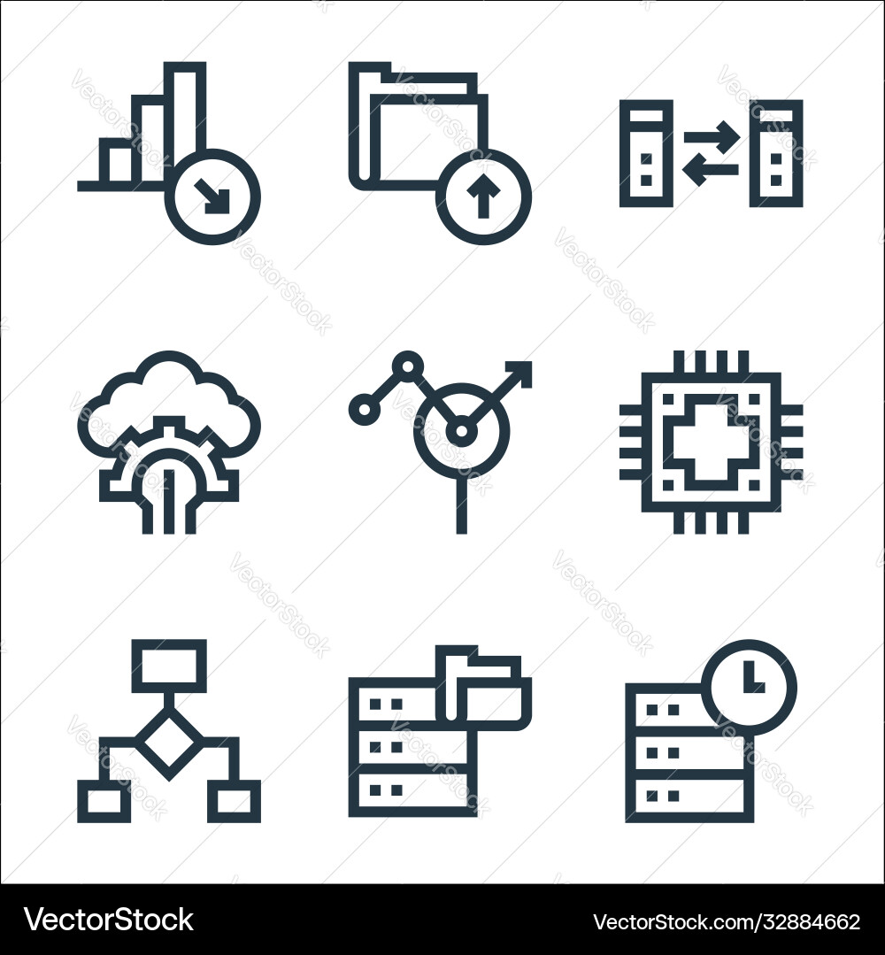 Big data line icons linear set quality Big data line icons linear set quality vector image