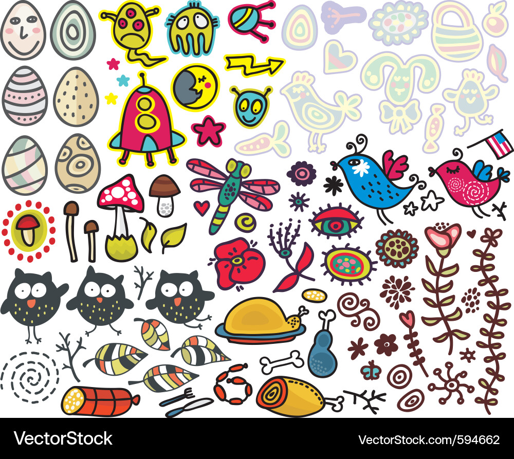 Cute Doodle Sketches vector image