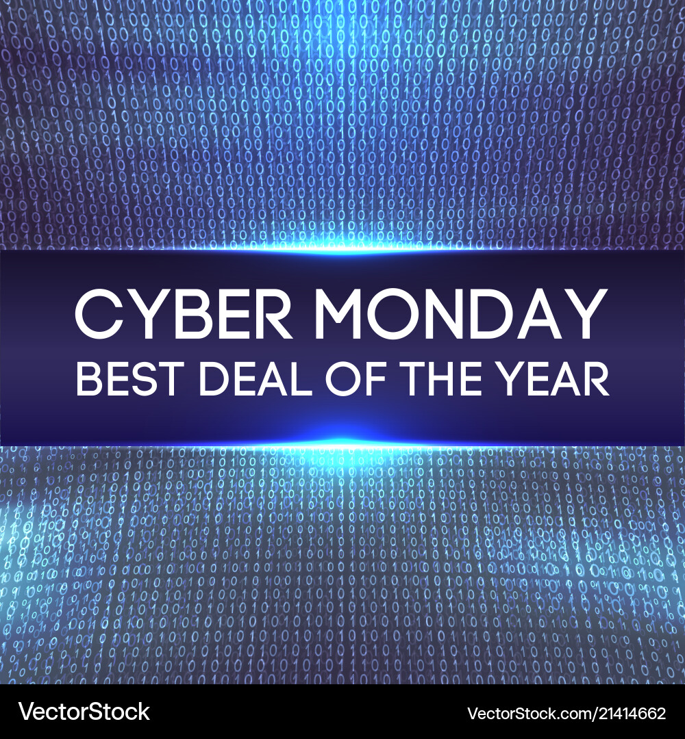Cyber monday background binary code sale concept Cyber monday background binary code sale concept Vector Image
