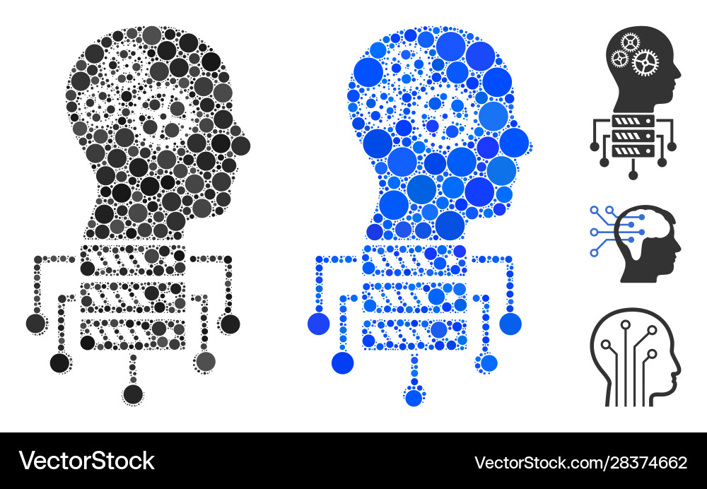 Cyborg server node composition icon circles Cyborg server node composition icon circles vector image