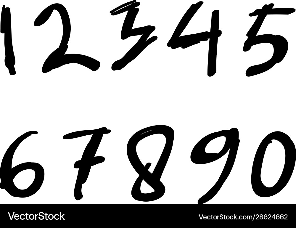 Digits in hand drawn doodle cartoon style vector image