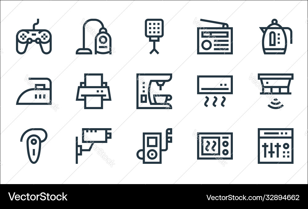 Electronics line icons linear set quality Electronics line icons linear set quality vector image