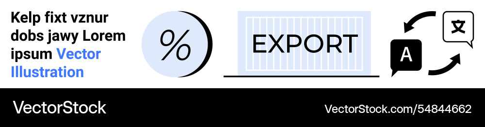 Export and translation concept with percentage Export and translation concept with percentage vector image