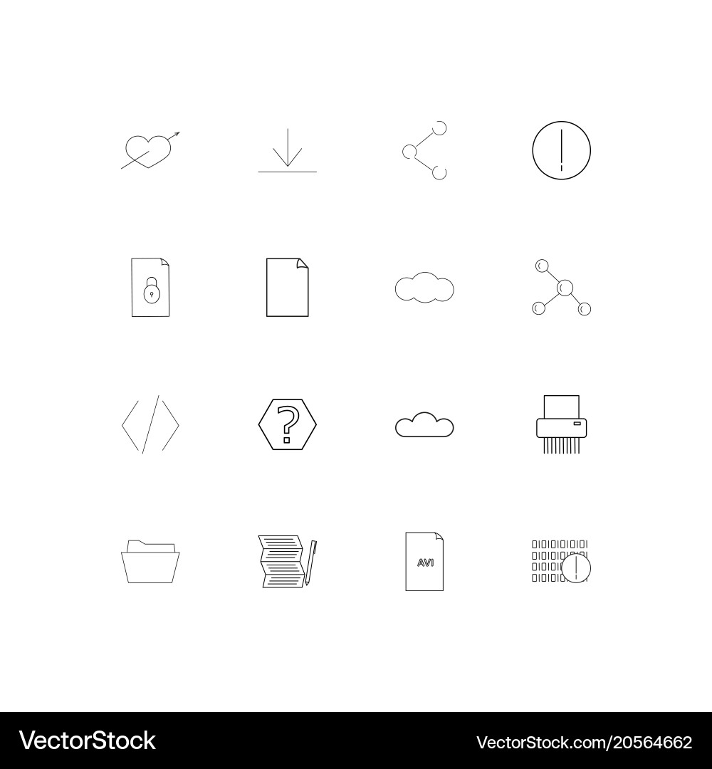 Files and folders sign simple linear icons set vector image