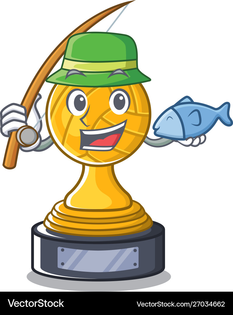 Fishing Volleyball Mascot Trophy Vector Image