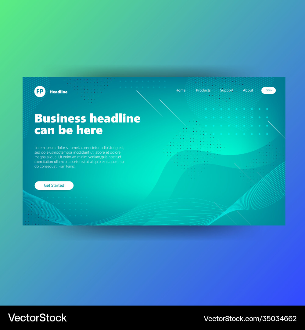 Landing page template with gradient modern webpage Vector Image
