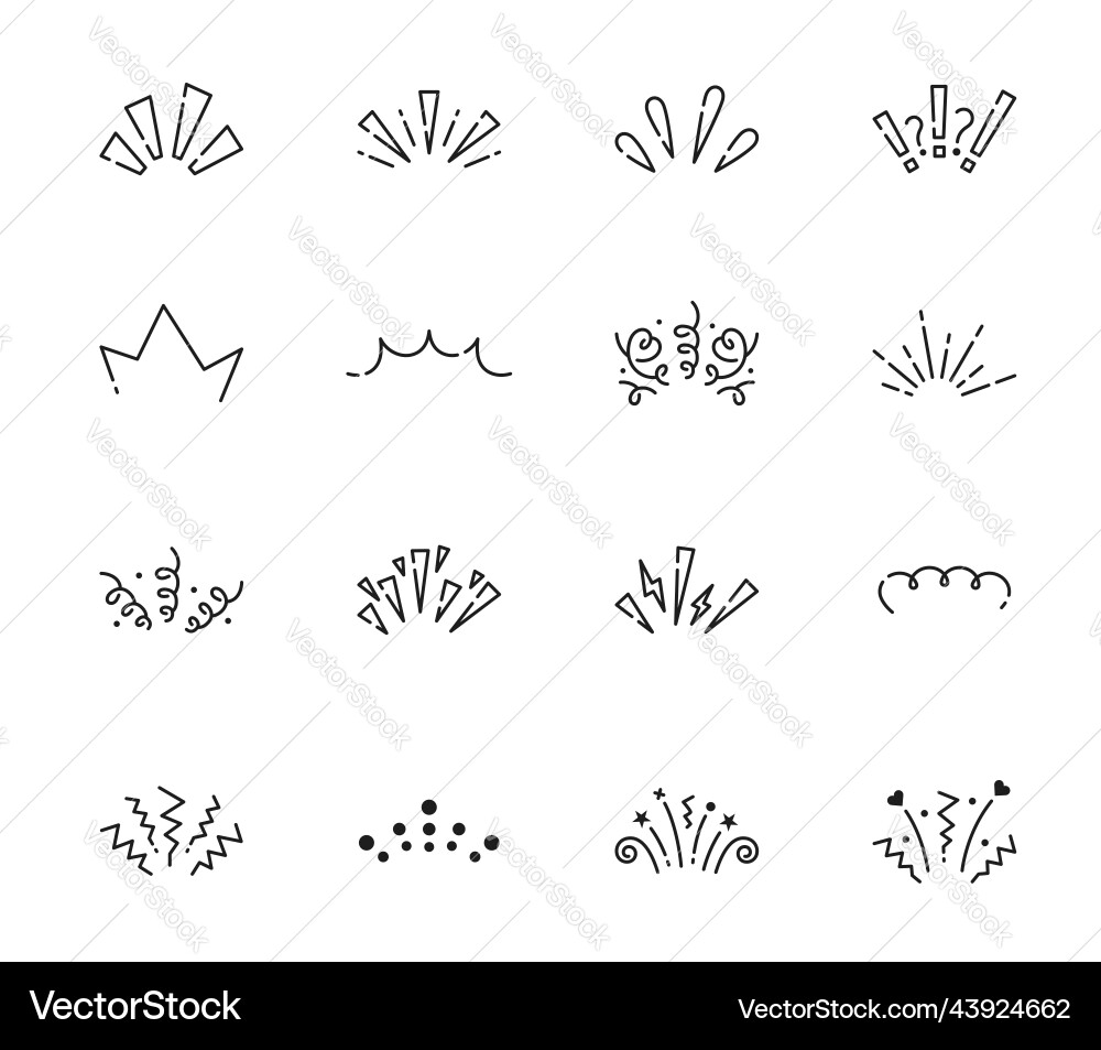 Line doodle sparkle sun shine and sunburst rays Line doodle sparkle sun shine and sunburst rays vector image