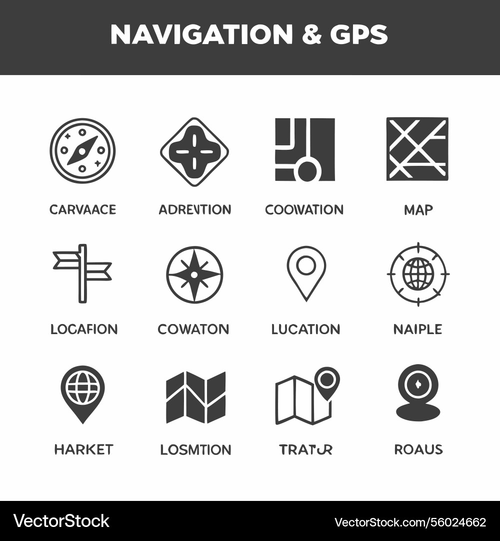 Navigation and gps icons set for mobile apps Navigation and gps icons set for mobile apps vector image