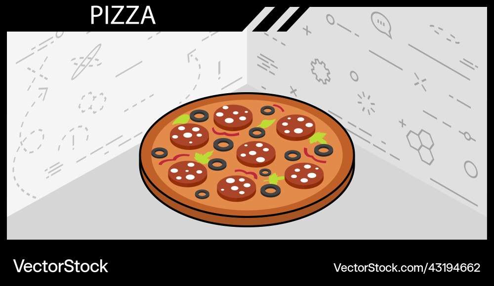 Pizza isometric design icon web 3d colorful Pizza isometric design icon web 3d colorful vector image