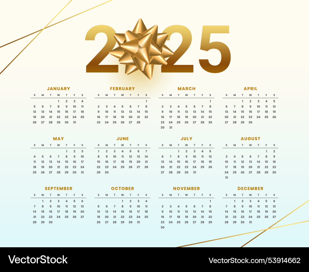 Premium 2025 full page calendar template design Vector Image