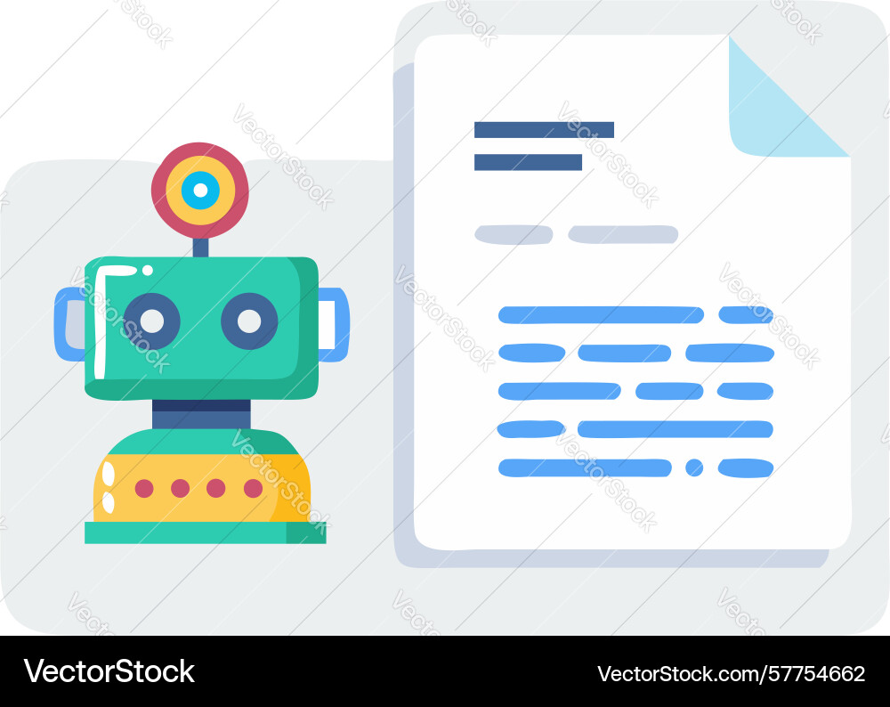 Robot document creator icon ai assisted content Vector Image