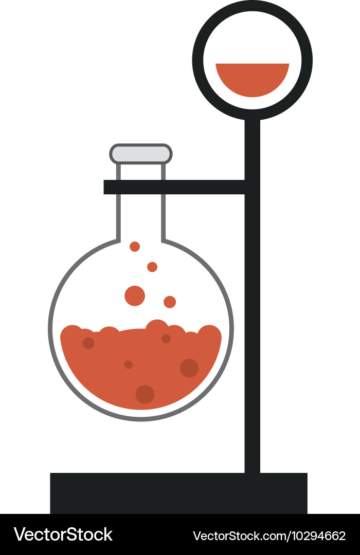 Round bottom flask and lab support icon Vector Image