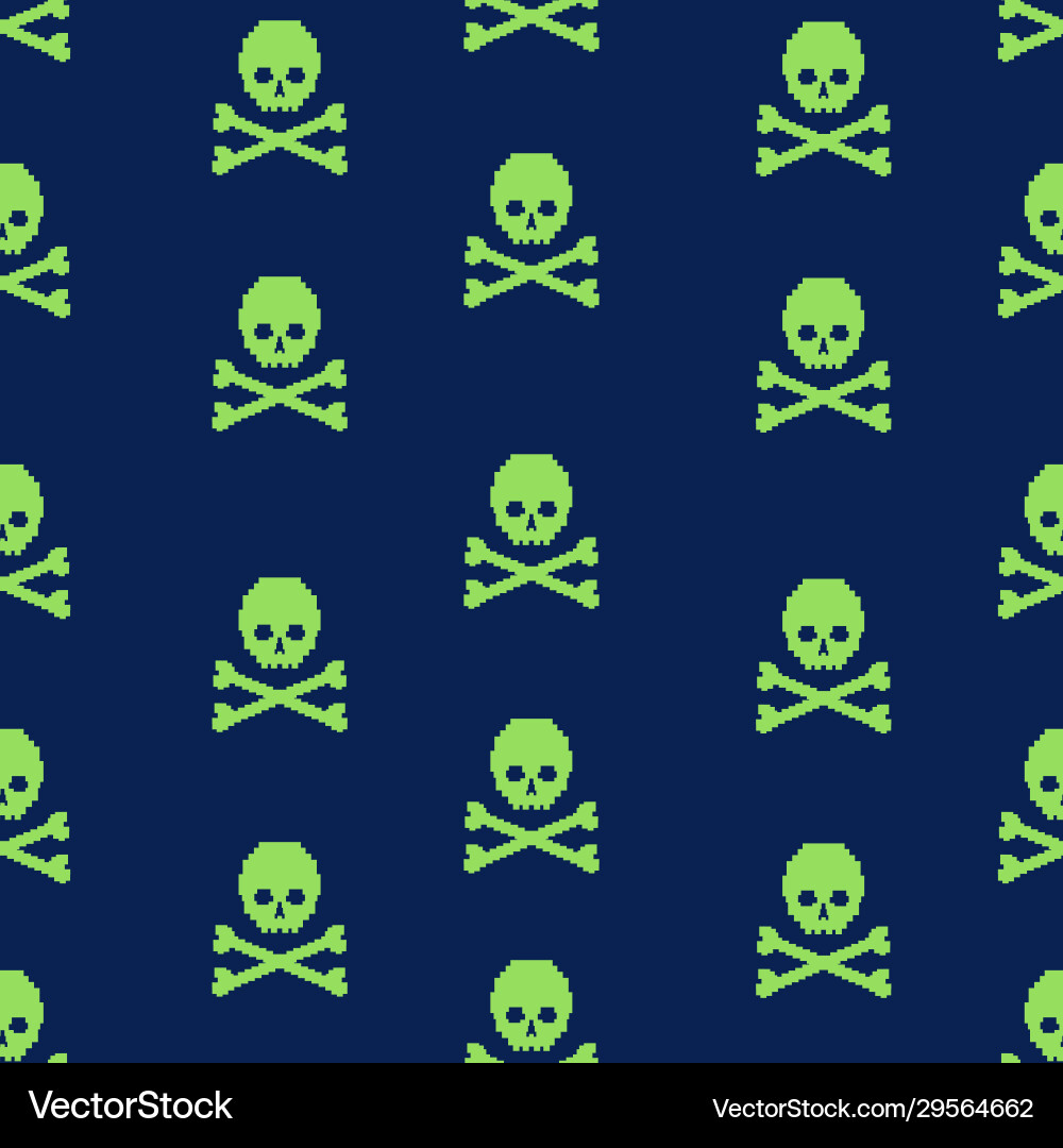 Seamless pattern with pixel skulls and bones Seamless pattern with pixel skulls and bones Vector Image