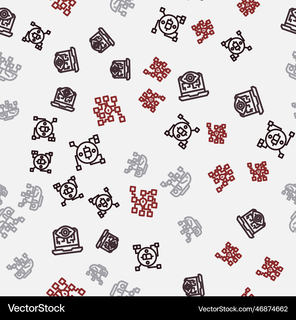 Set line blockchain technology bitcoin computer Set line blockchain technology bitcoin computer vector image