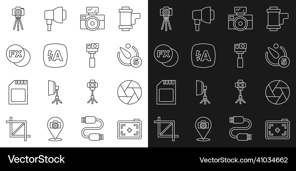 Set line photo camera shutter timer Set line photo camera shutter timer vector image