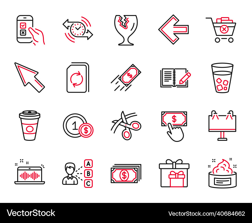 Set of line icons related to fragile Set of line icons related to fragile vector image