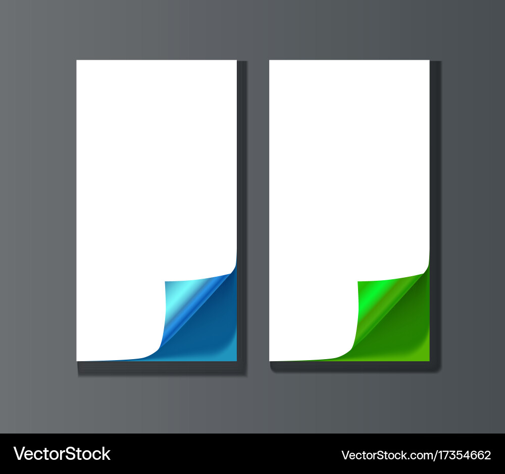 Set of vertical banner template with curl corners vector image