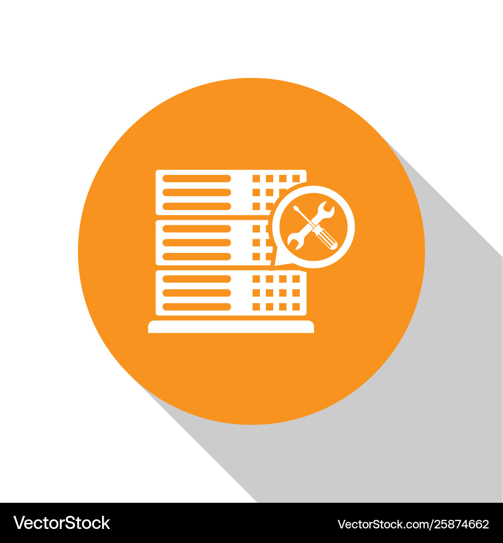 White database server with screwdriver and wrench White database server with screwdriver and wrench Vector Image