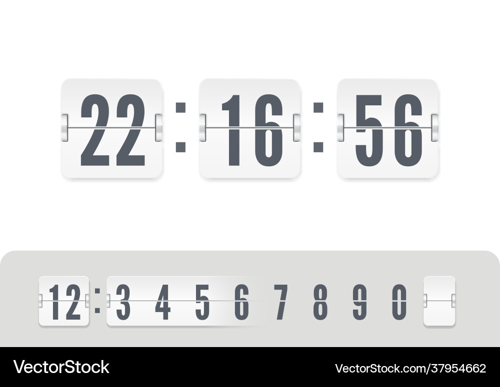 White scoreboard number font flip countdown White scoreboard number font flip countdown vector image