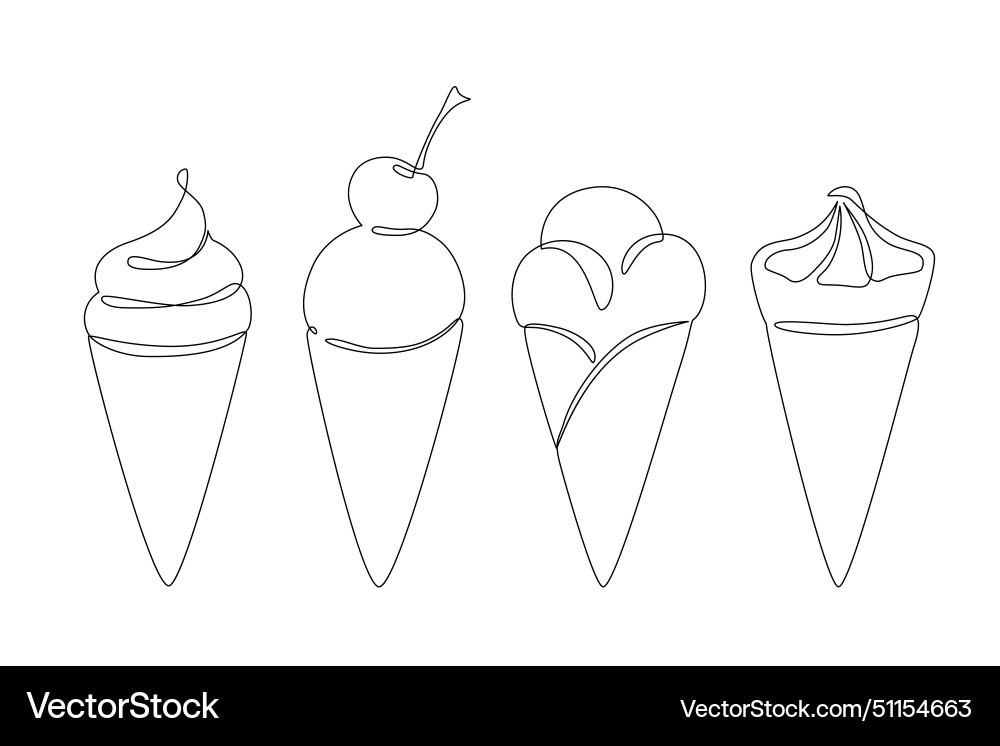 Abstract ice cream cone continuous one line Abstract ice cream cone continuous one line vector image