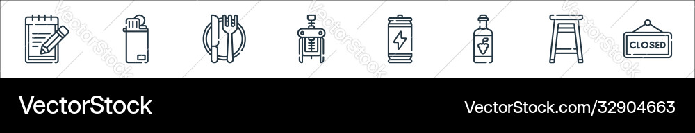 Bar line icons linear set quality Bar line icons linear set quality vector image