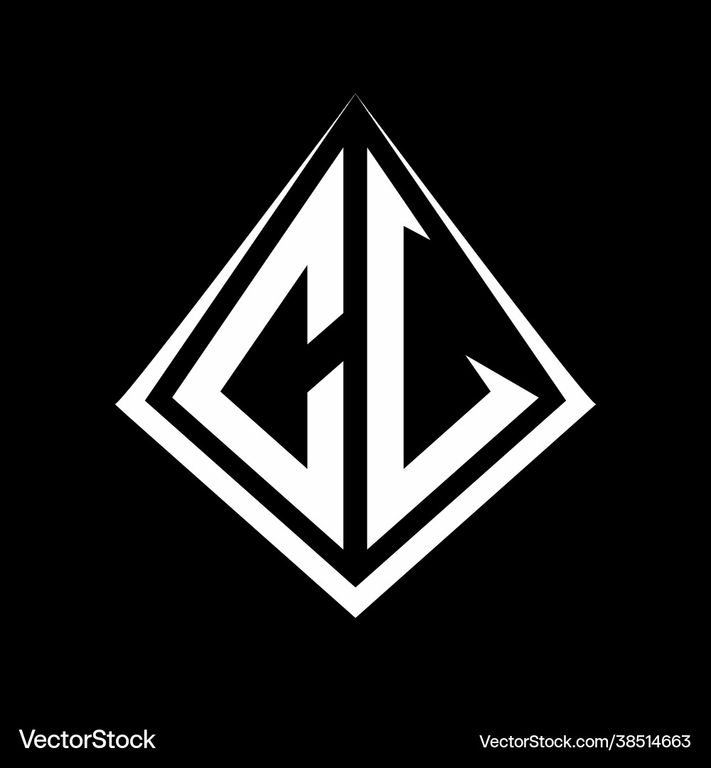 Cv logo letters monogram with prisma shape design vector image