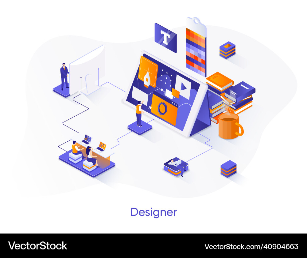 Designer isometric web banner Royalty Free Vector Image